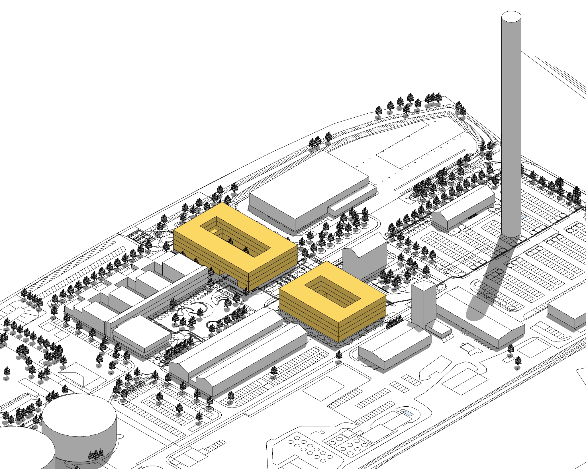 Campus organisation · axonometric study