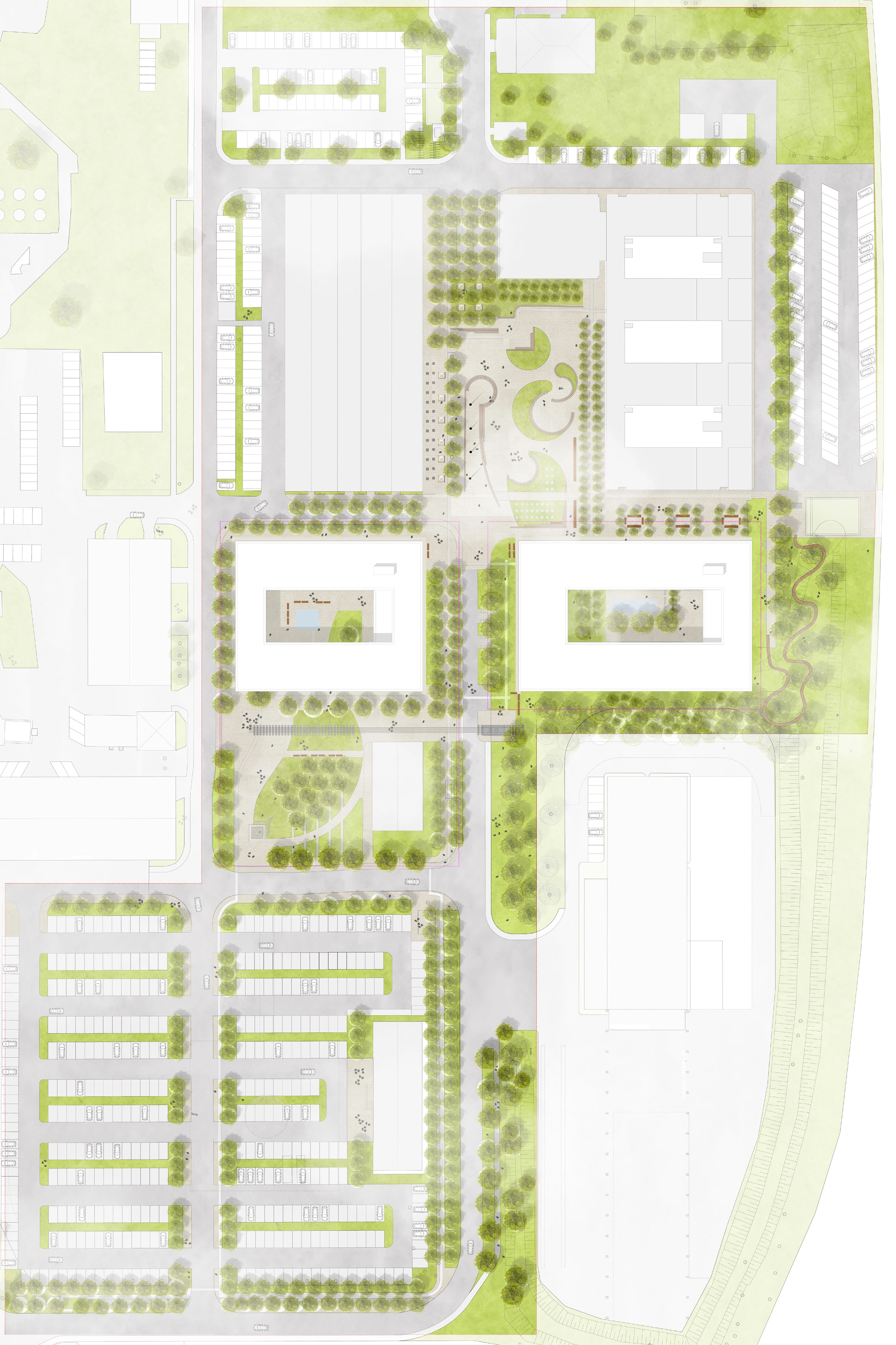 Campus landscape and relationships between buildings